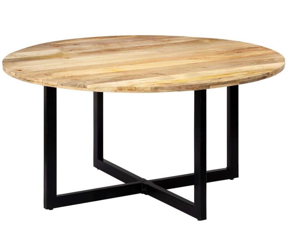 Table ronde industrielle bois de manguier et fer noir Tuly 150 - Photo n°1
