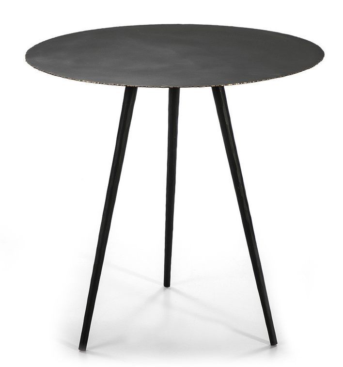 Table ronde métal noir et doré D 77 cm - Photo n°1