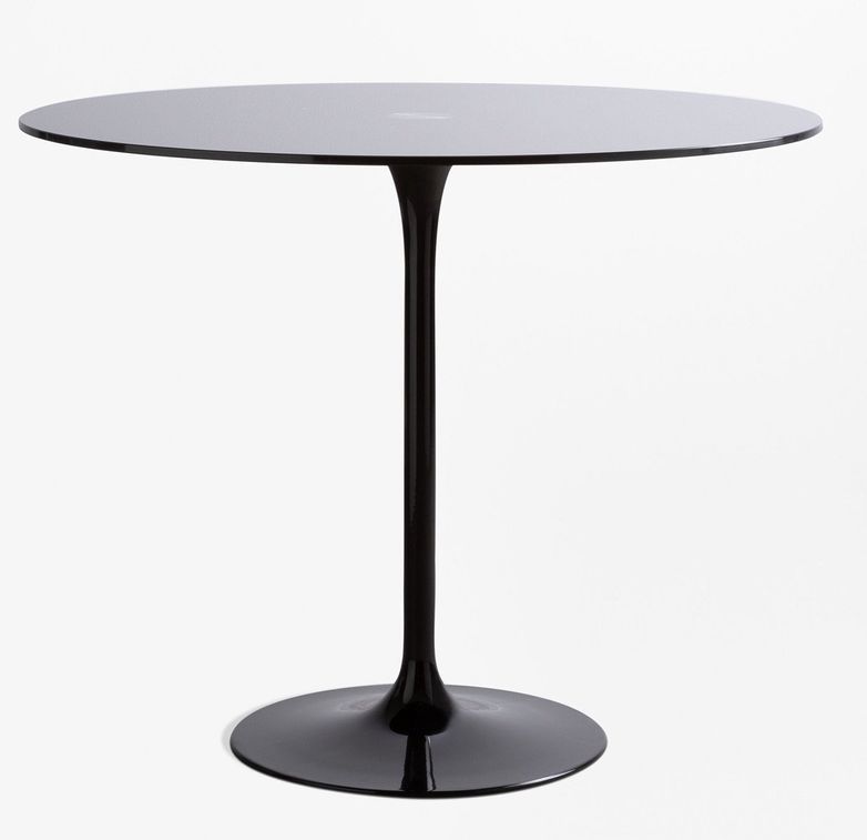 Table ronde moderne métal noir et verre cristal noir 90 cm - Photo n°1