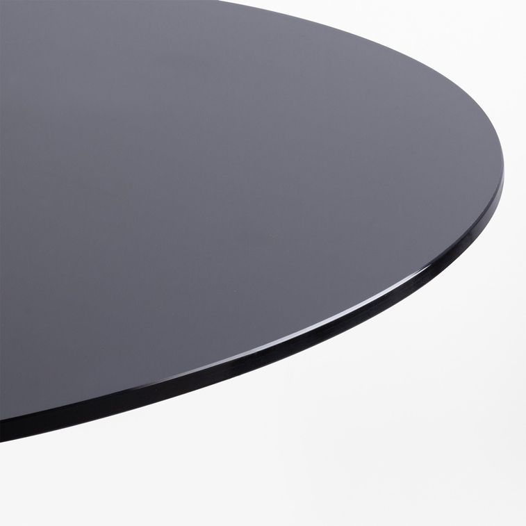 Table ronde moderne métal noir et verre cristal noir 90 cm - Photo n°3