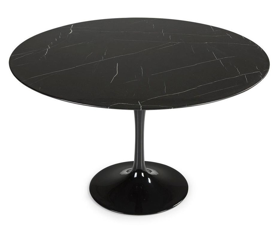 Table tulipe marbre et fibre de verre noir D 120 cm - Photo n°2