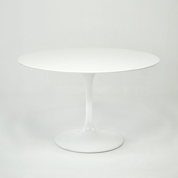 Table tulipe ronde fibre de verre blanche D 120 cm - Photo n°1