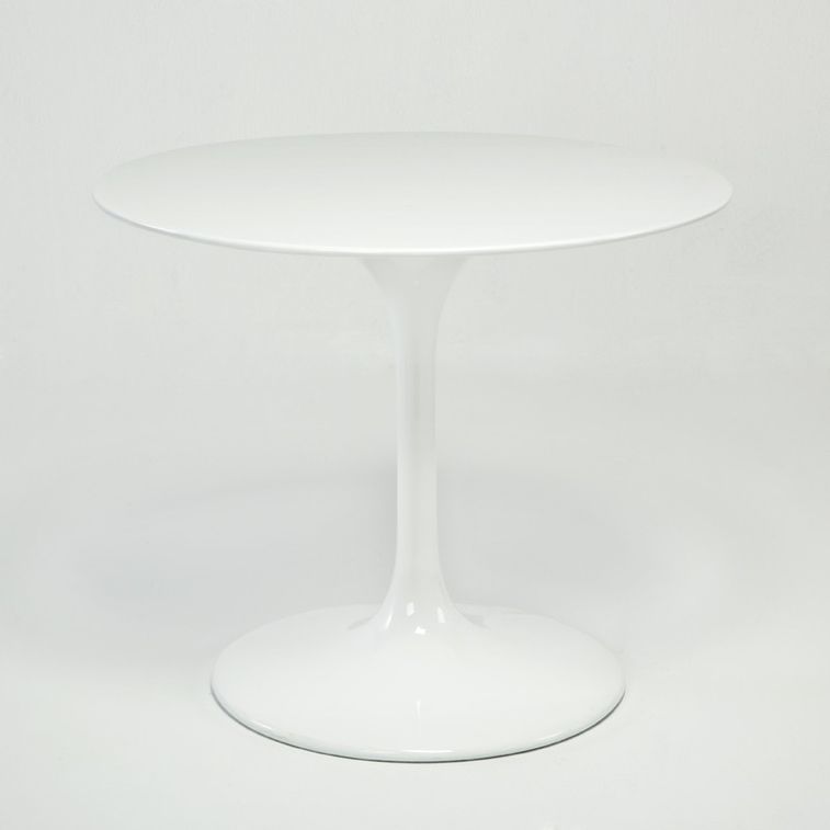 Table tulipe ronde fibre de verre blanche D 90 cm - Photo n°1