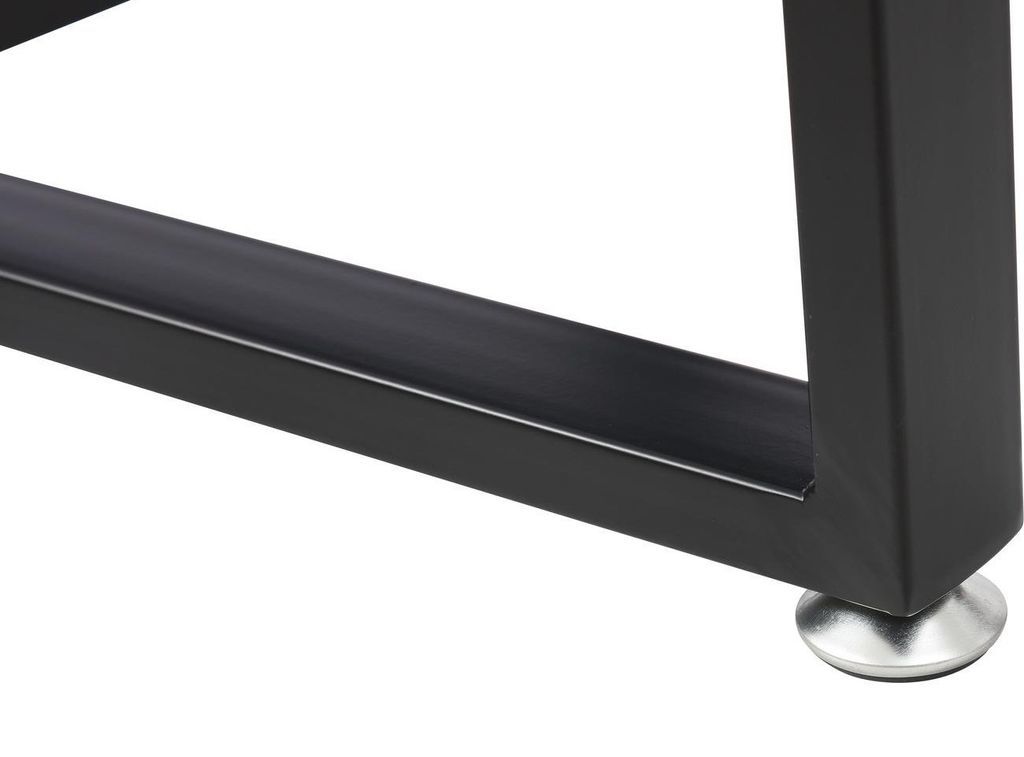 Table verre teinté noir et 6 chaises simili cuir noir pieds métal Sevier 140 cm - Photo n°18