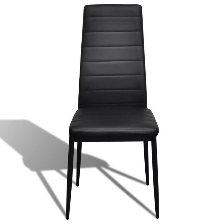 Table verre trempé et 6 chaises simili noir Blubo - Photo n°2