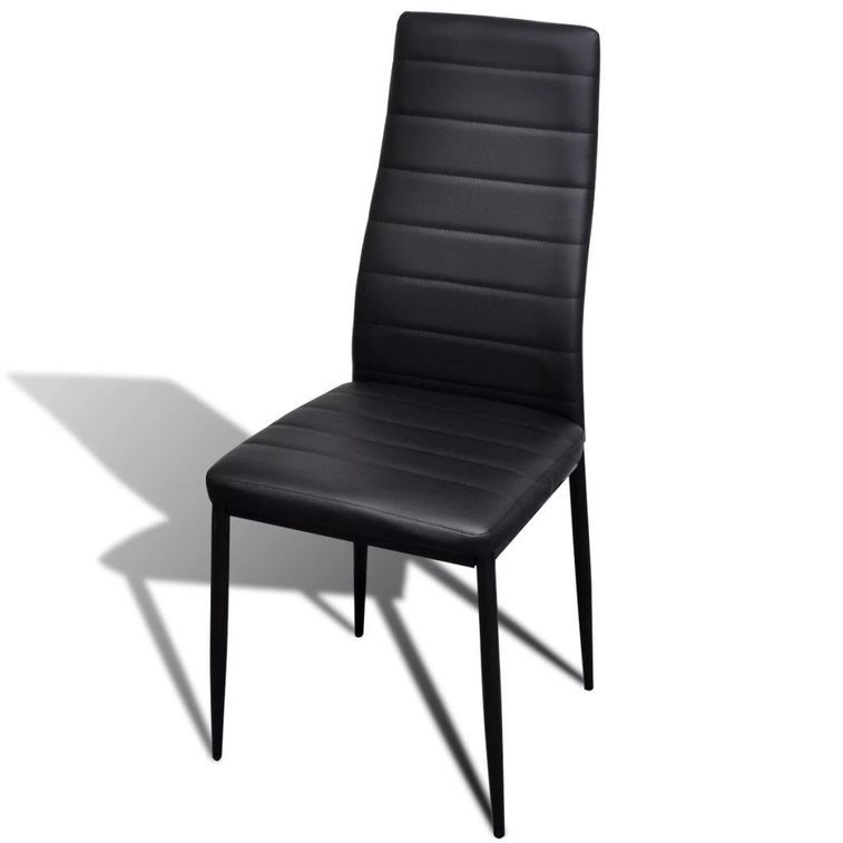 Table verre trempé et 6 chaises simili noir Blubo - Photo n°4