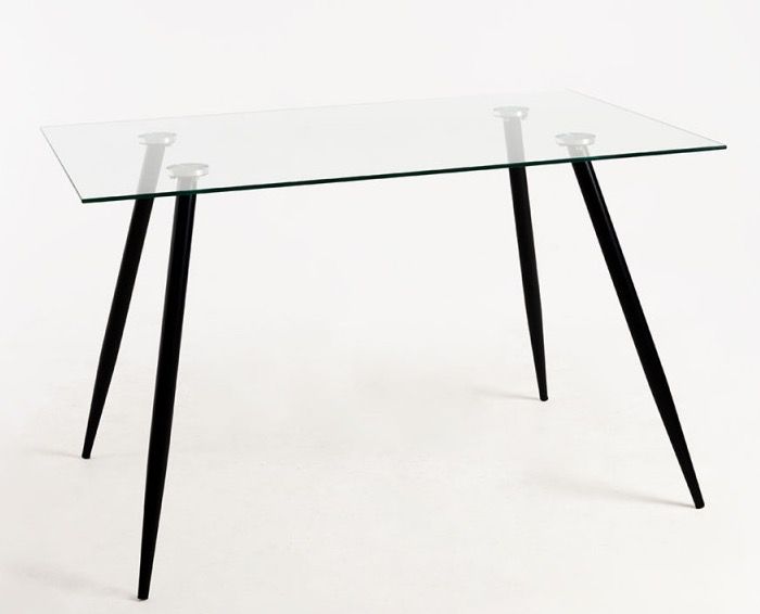 Table verre trempé et pieds métal noir Barrio 125 cm - Photo n°1