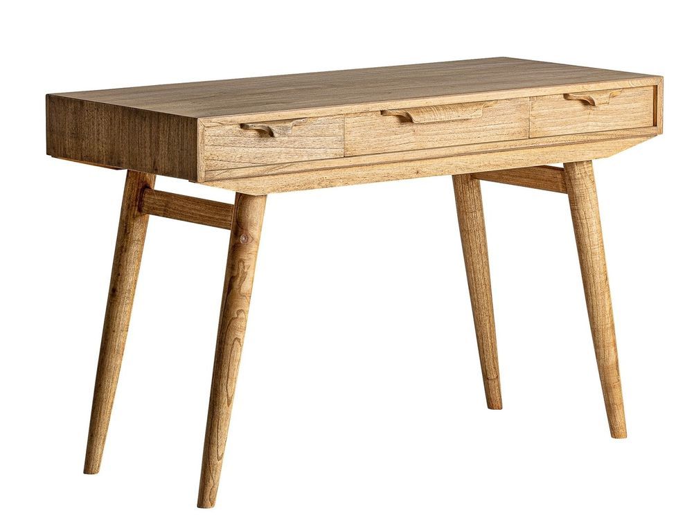 Table 3 tiroirs bois massif de Mindi Nyry 120 cm - Photo n°1