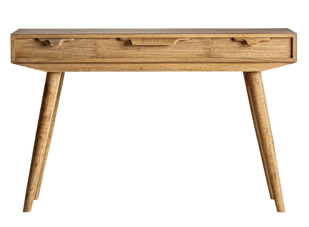 Table 3 tiroirs bois massif de Mindi Nyry 120 cm - Photo n°2
