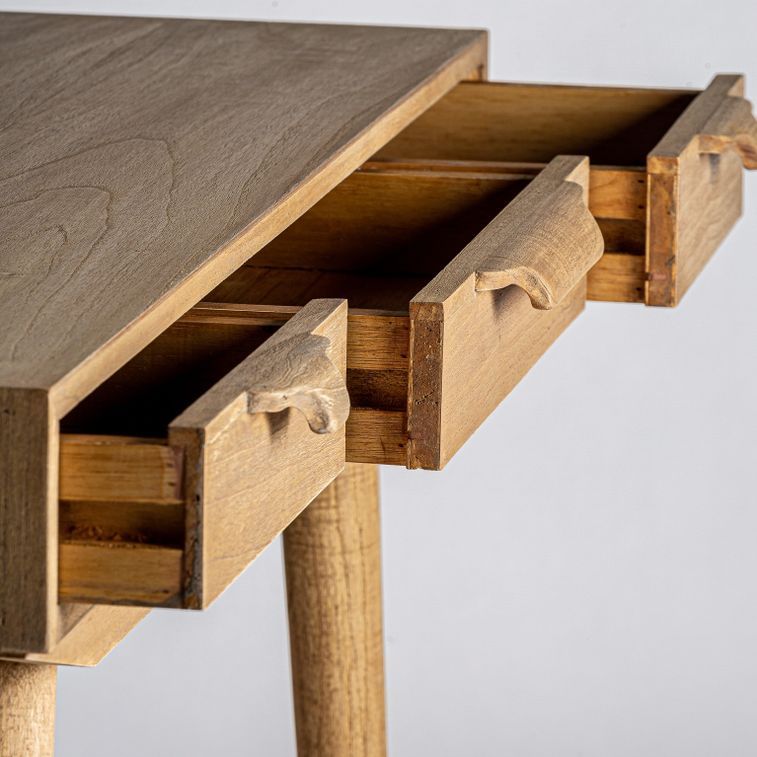 Table 3 tiroirs bois massif de Mindi Nyry 120 cm - Photo n°6