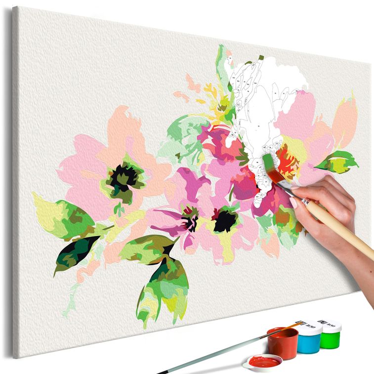 Tableau à peindre par soi-même Fleurs colorées - Photo n°1