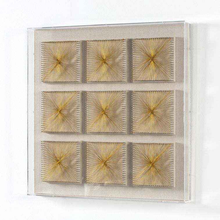Tableau carré acrylique transparent et fils doré Norah - Photo n°1