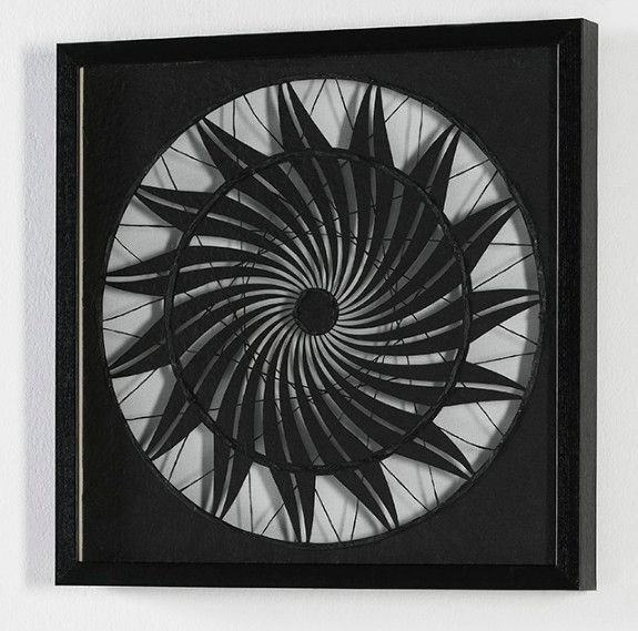 Tableau carré motif ventilo bois noir Kay - Photo n°1