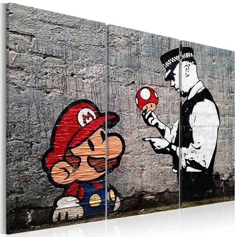 Tableau Super Mario Mushroom Cop by Banksy - Photo n°1