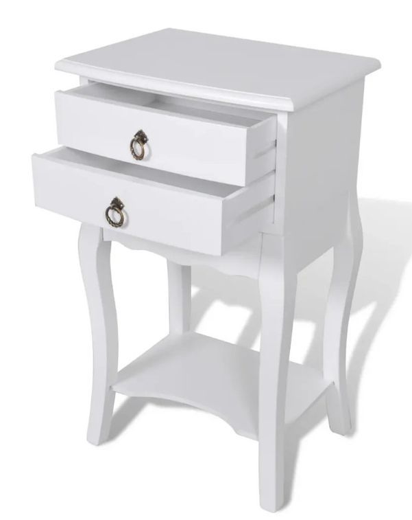 Tables de chevet 2 tiroirs pin massif blanc Chicco - Lot de 2 - Photo n°5