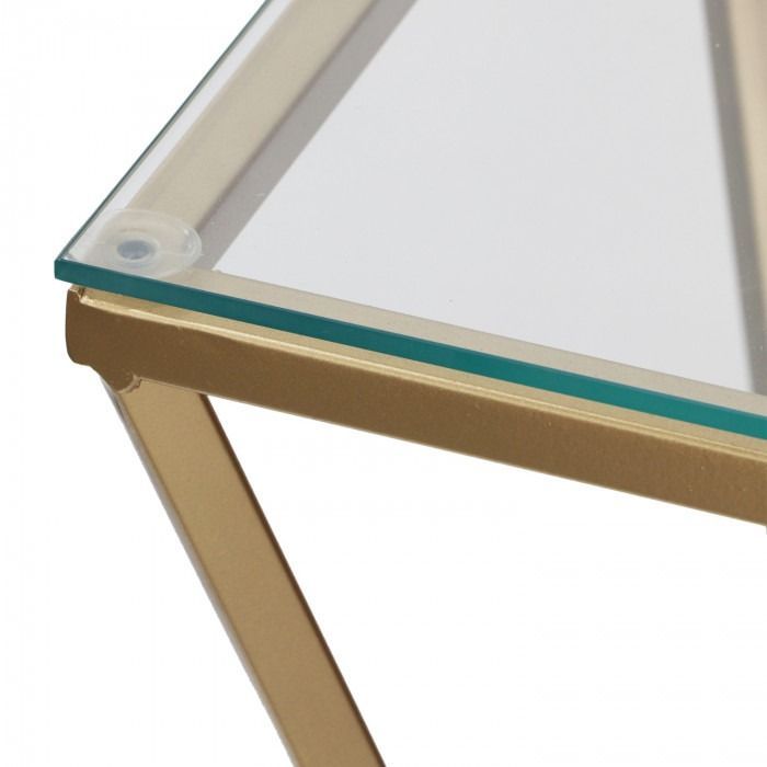 Tables gigognes verre transparent et pieds métal doré Elge - Lot de 3 - Photo n°3