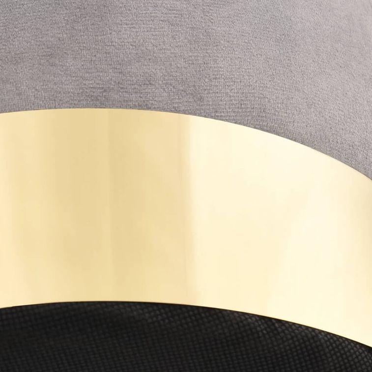 Tabouret bas design velours gris clair et metal doré Sinza - Photo n°4