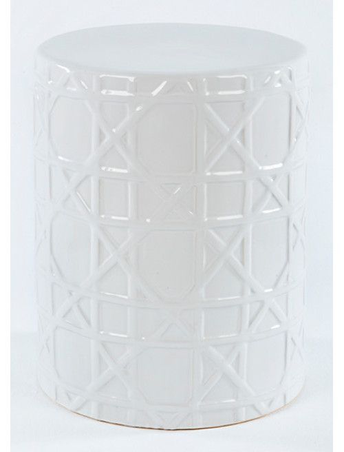 Tabouret bas rond céramique blanc Laizy 2 - Photo n°1