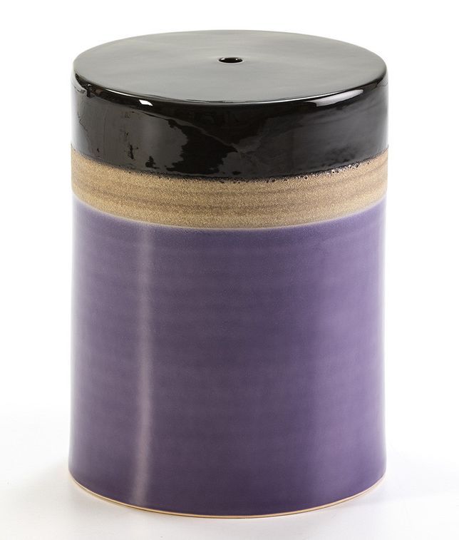 Tabouret bas rond céramique violet - Photo n°1