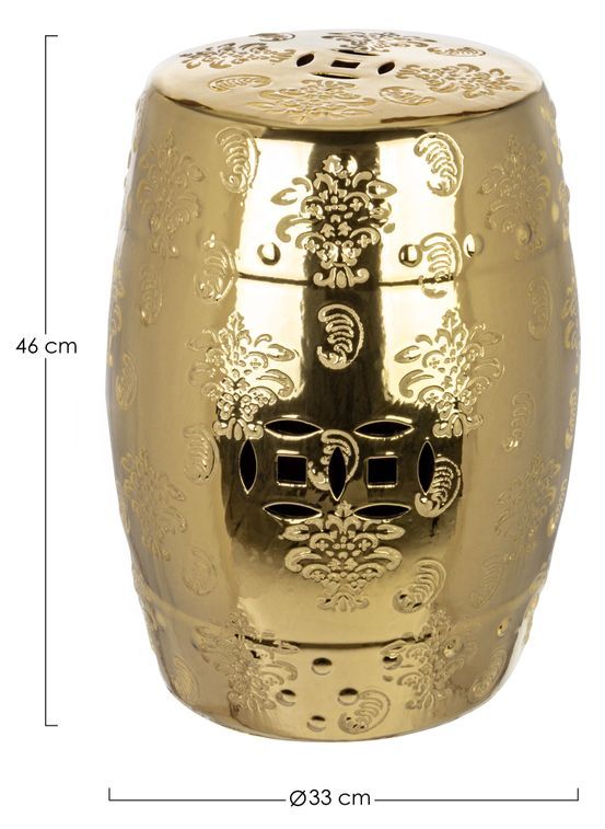 Tabouret en céramique doré avec motifs Saphy - Lot de 2 - Photo n°3