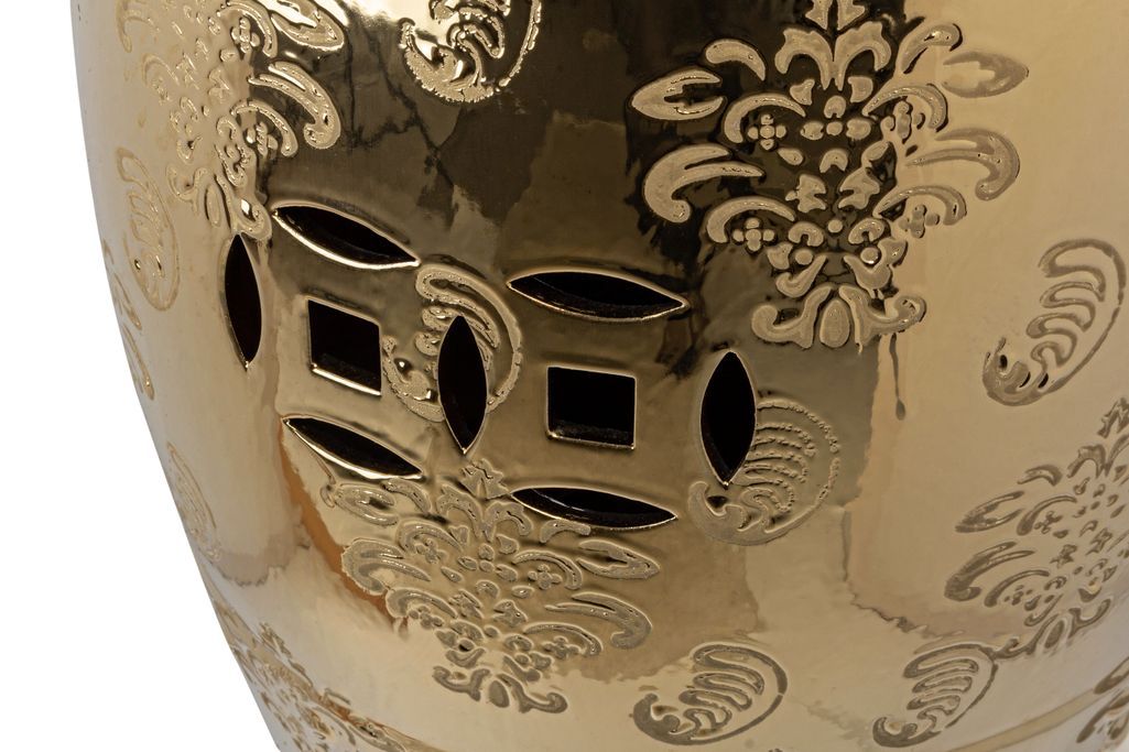 Tabouret en céramique doré avec motifs Saphy - Lot de 2 - Photo n°4