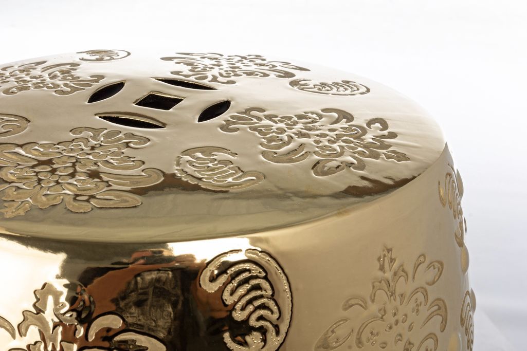 Tabouret en céramique doré avec motifs Saphy - Lot de 2 - Photo n°5