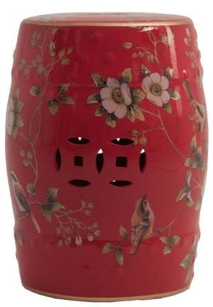 Tabouret rond oriental céramique rouge Ornella - Photo n°1