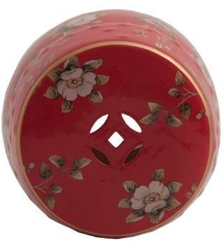 Tabouret rond oriental céramique rouge Ornella - Photo n°2