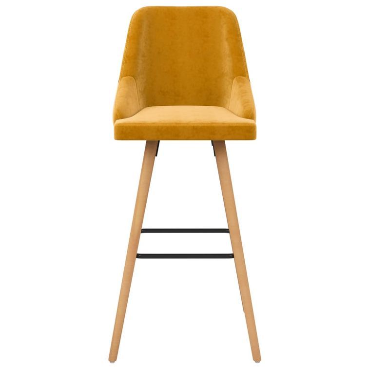 Tabourets de bar 2 pcs Jaune Velours Lounga - Photo n°4
