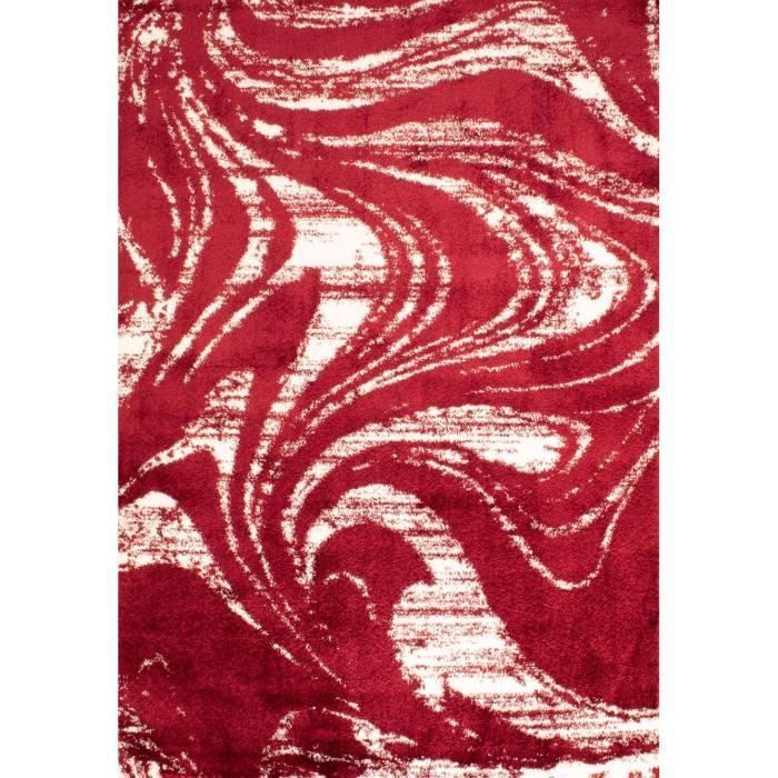 Tapis shaggy doux Oslo 677 - Rouge - 100% polyester - 80 x 150 cm - Intérieur - NAZAR - Photo n°2