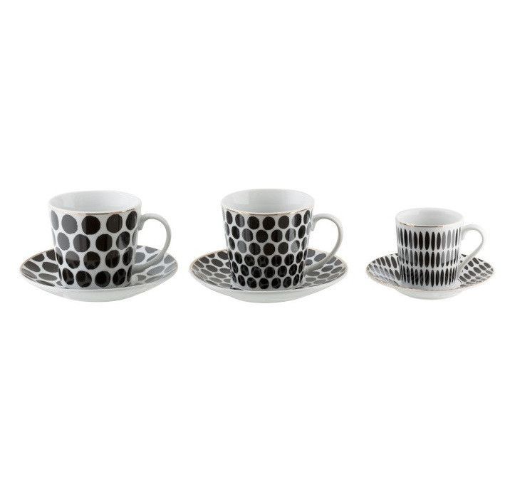 Tasses et sous-tasses porcelaine noire Narsh - Lot de 12 - Photo n°1