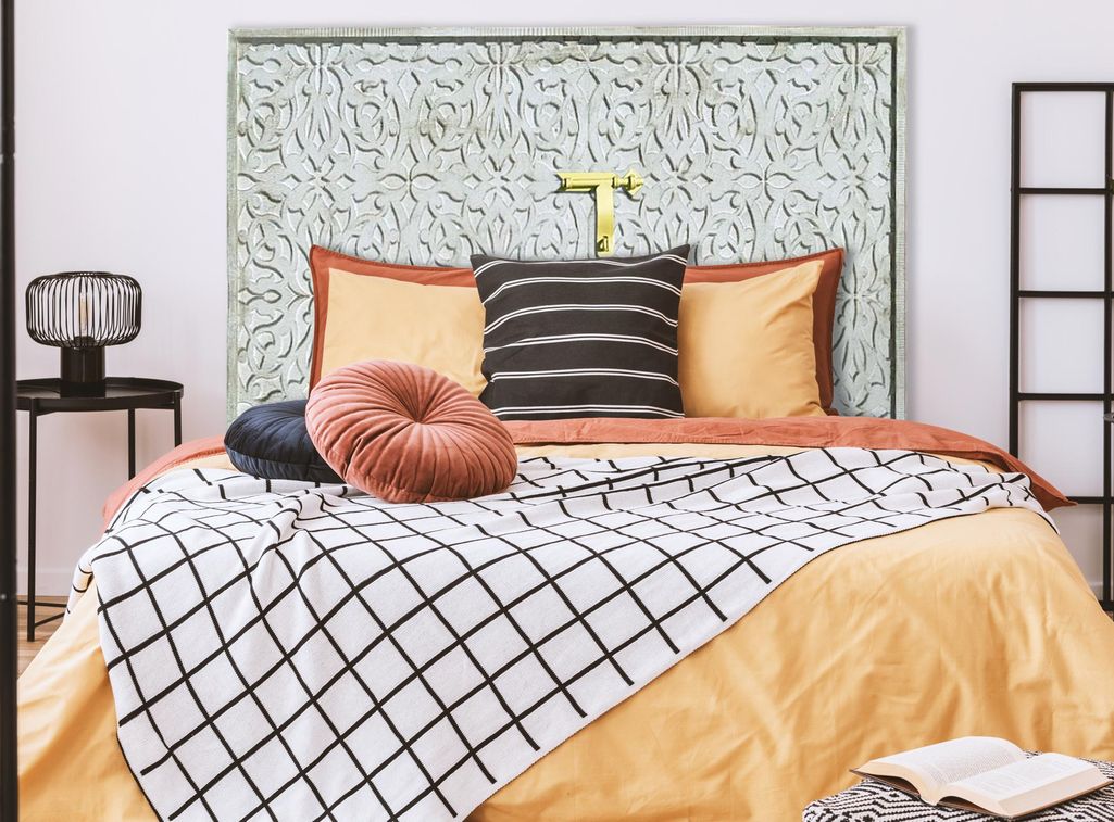 Tête de lit bois blanc et doré Safya 160 cm - Photo n°2