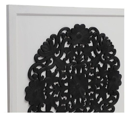 Tête de lit bois blanc et noir sculpté Grazzia 160 - Photo n°2