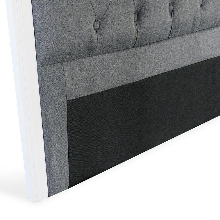 Tête de lit bois blanc et tissu gris clair Lorna 140 cm - Photo n°3