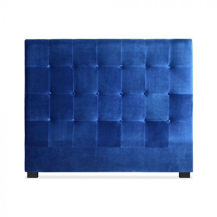 Tête de lit capitonnée velours bleu Luxa 140 cm - Photo n°1