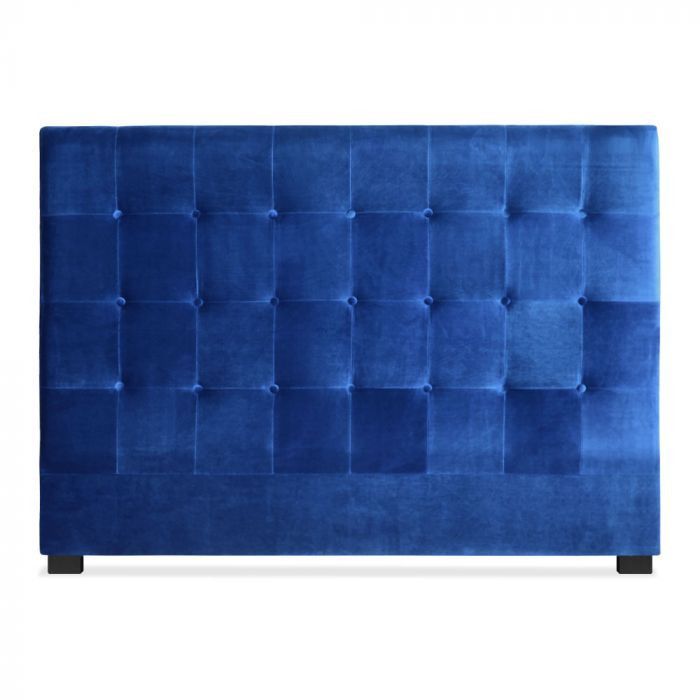 Tête de lit capitonnée velours bleu Luxa 160 cm - Photo n°1