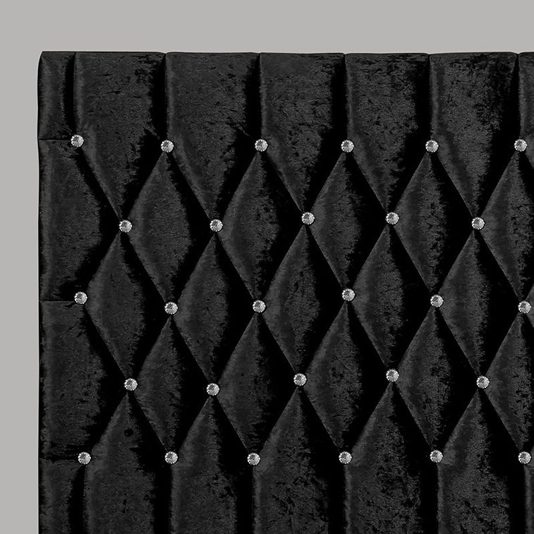 Tête de lit capitonnée velours noir avec strass Focci 160 cm - Photo n°2