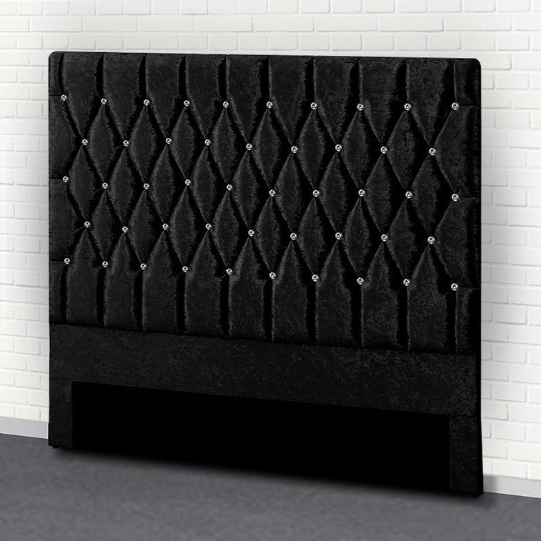 Tête de lit capitonnée velours noir avec strass Focci 160 cm - Photo n°4