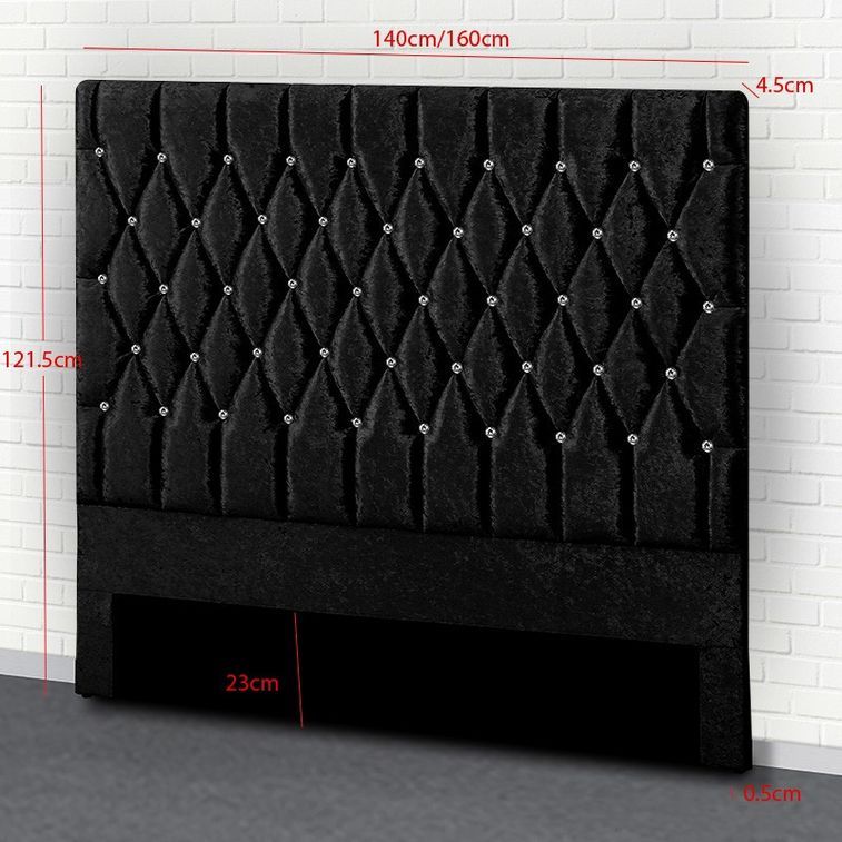 Tête de lit capitonnée velours noir avec strass Focci 160 cm - Photo n°5