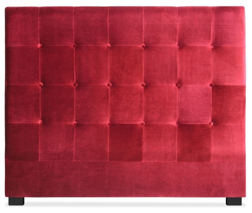 Tête de lit capitonnée Velours Rouge 140 Luxa - Photo n°1
