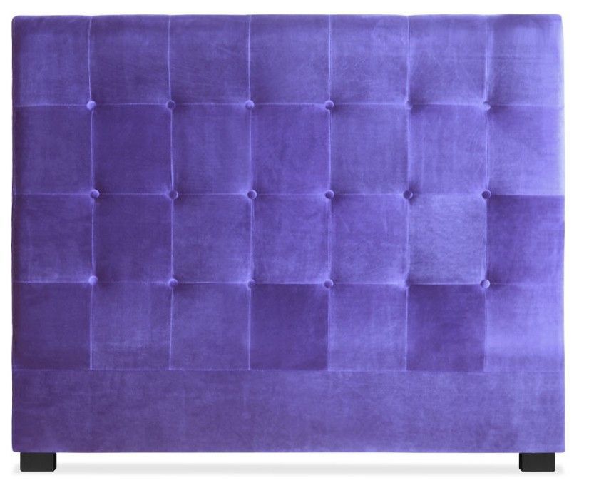 Tête de lit capitonnée Velours Violet 140 Luxa - Photo n°1