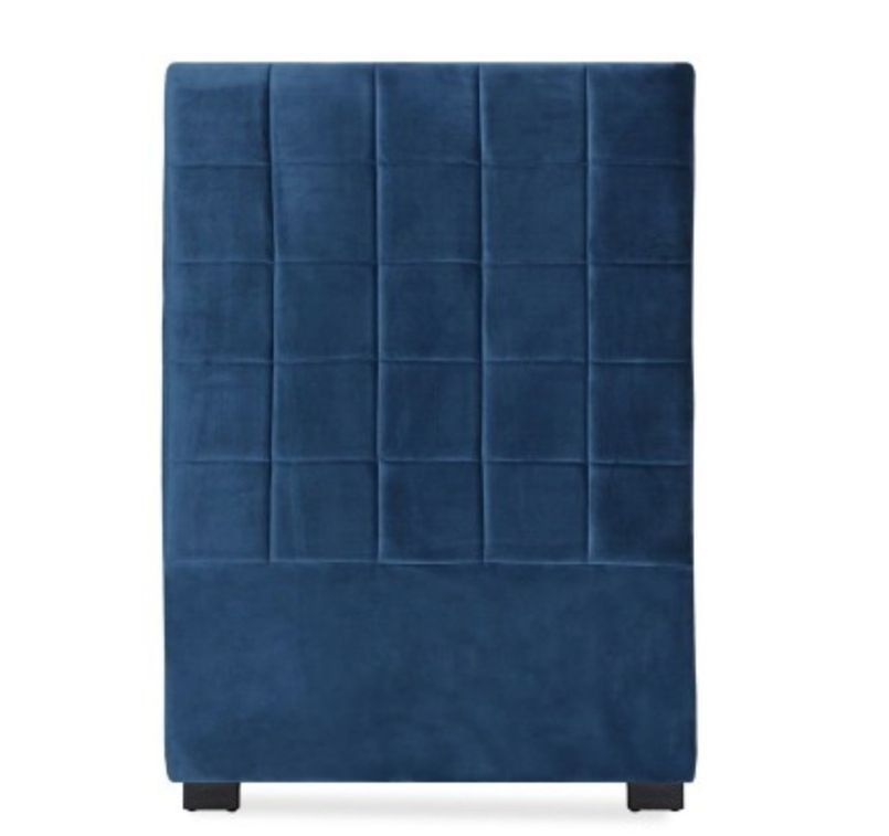 Tête de lit matelassée velours bleu Karo 90 - Photo n°1