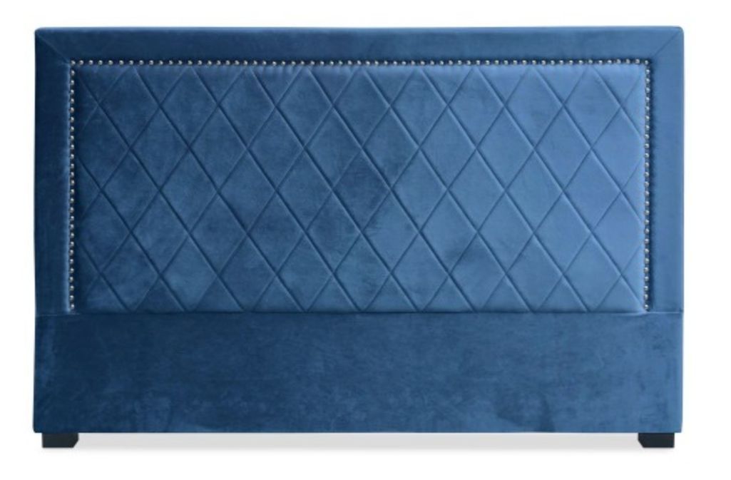Tête de lit moderne velours bleu Mathy 160 - Photo n°1