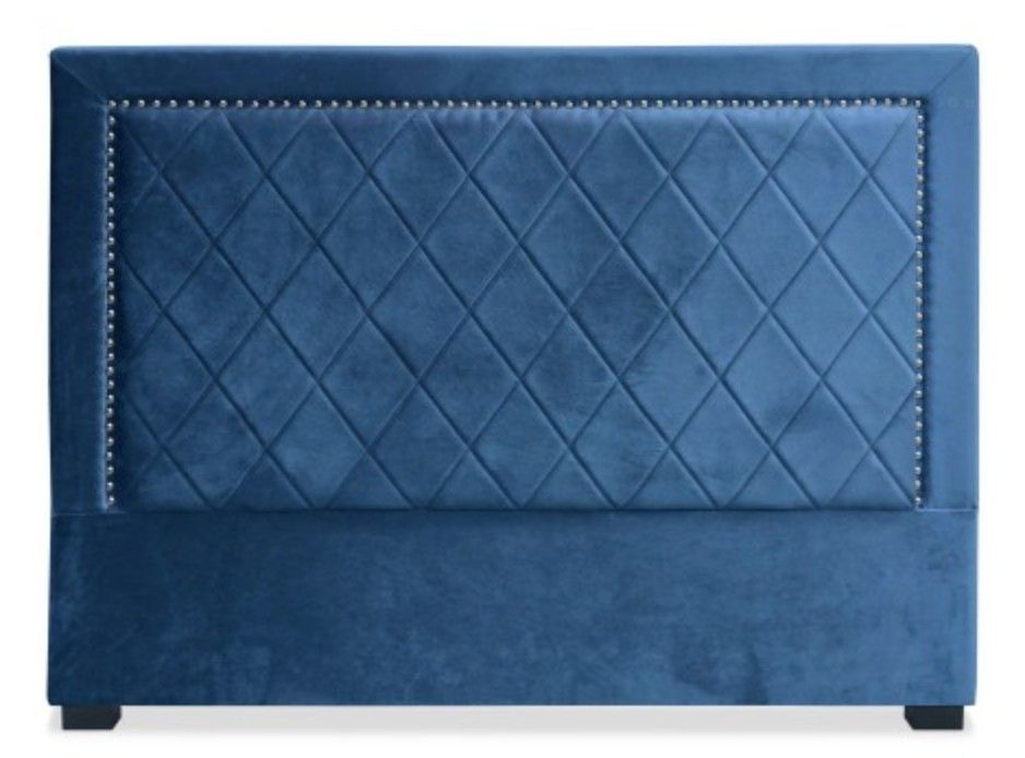 Tête de lit moderne velours bleu Mathy 160 - Photo n°2