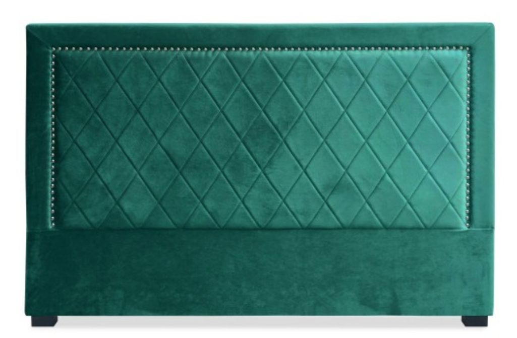 Tête de lit moderne velours vert Mathy 160 - Photo n°1