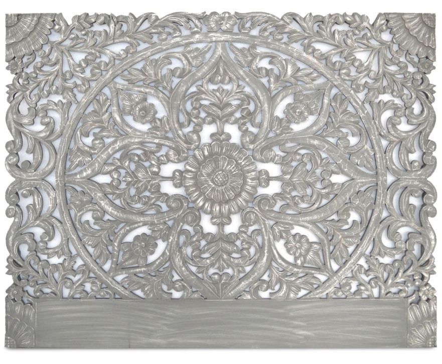 Tête de lit provençale bois sculpté gris Siera 180 - Photo n°1