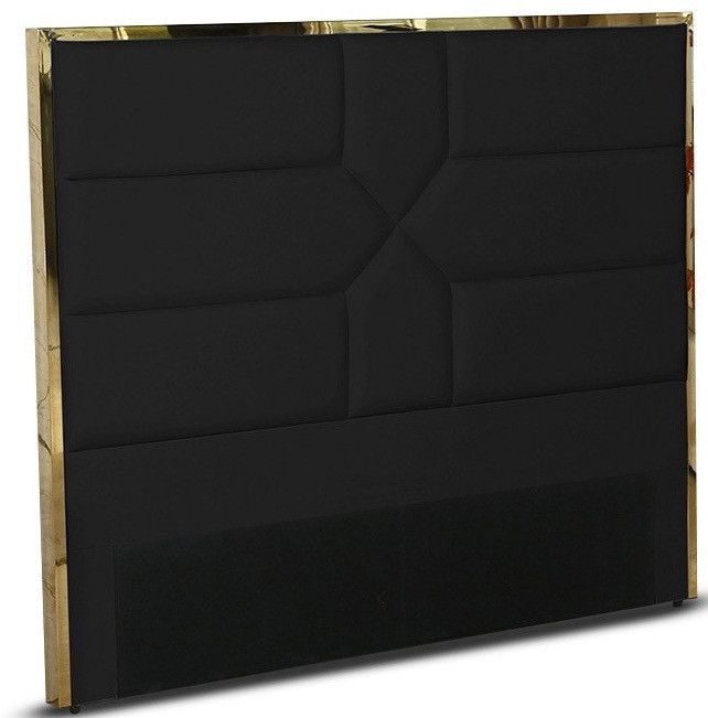 Tête de lit simili cuir noir et effet laiton Delhie 140 cm - Photo n°1
