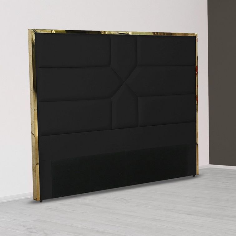 Tête de lit simili cuir noir et effet laiton Delhie 160 cm - Photo n°2