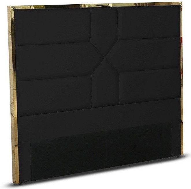 Tête de lit simili cuir noir et effet laiton Delhie 160 cm - Photo n°1