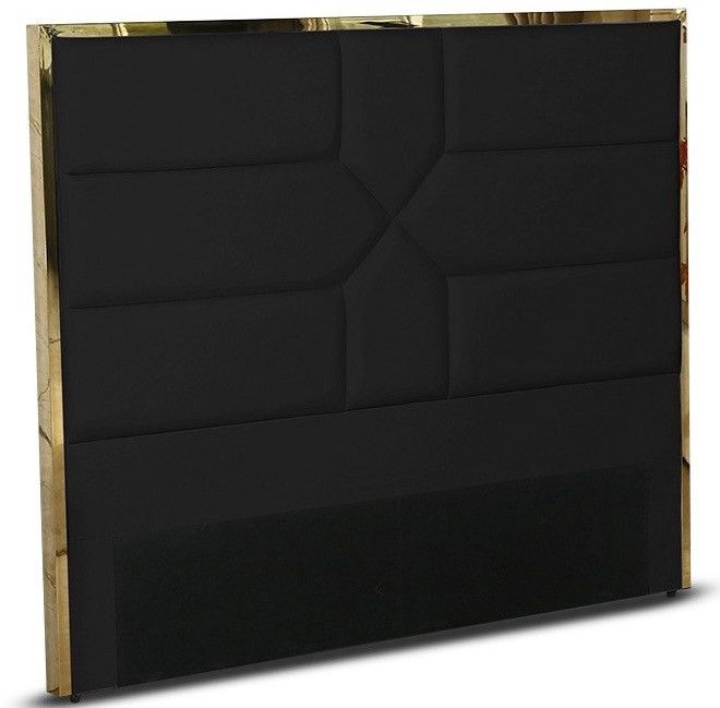 Tête de lit simili cuir noir et effet laiton Delhie 180 cm - Photo n°1